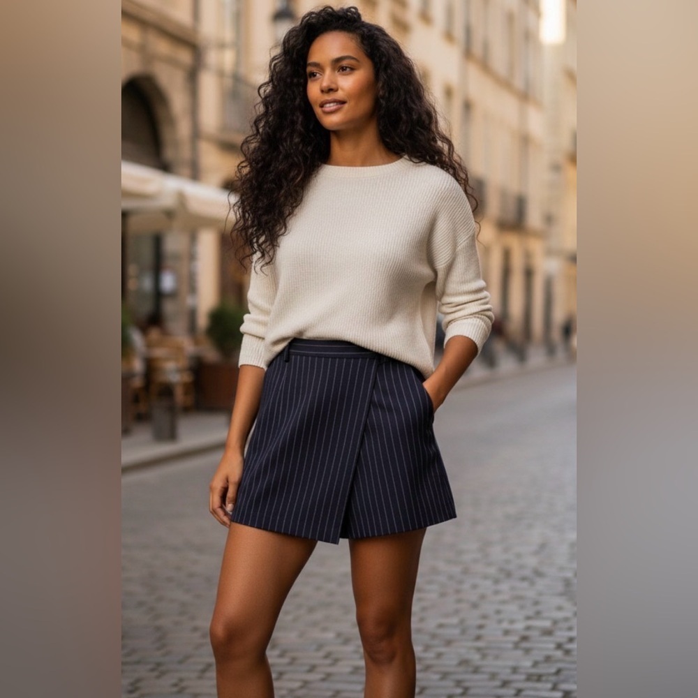 Mango Pinstripe Skort/Shorts